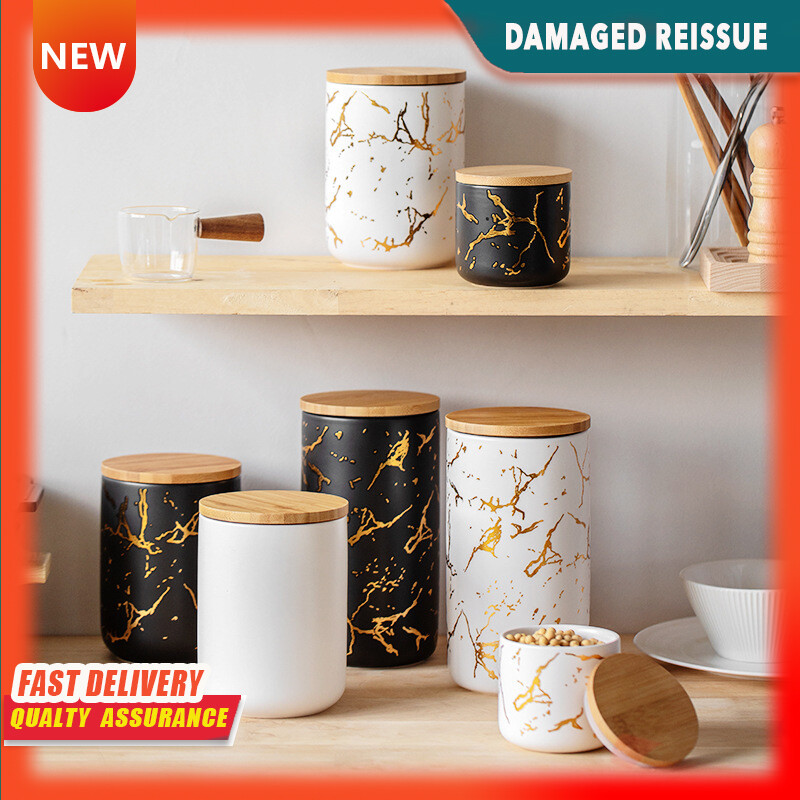 Gambar Nordic Ceramic Sealed Cans Kitchen Grain Storage Cans Food Storage Candy Cans Coffee Tea Cans Sealed Boxes