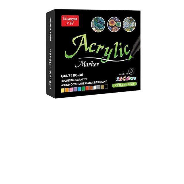 GUANGNA 7100 Sơn Acrylic Chuyên Nghiệp 12/24/36 Màu Cọ Đánh Dấu Mềm Vẽ Cho Vải Canvas Nghệ Thuật Tra