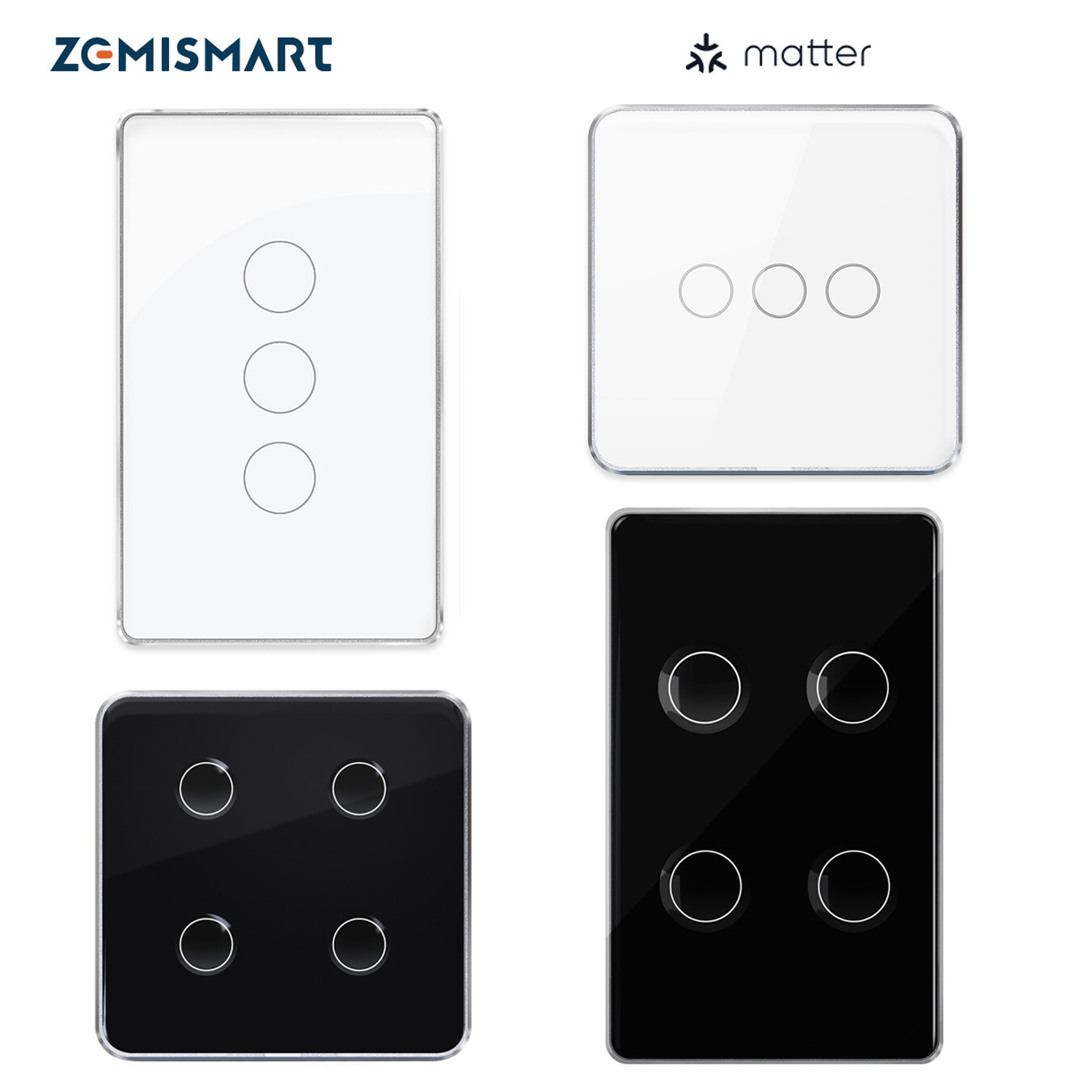 Zemismart Matter Light Switch,Smart Matter WiFi Neutral Switch Touch Glass Switch,Works with Siri/Google Voice Control,Homekit APP control ราคา 902 บาท*ส่งฟรี