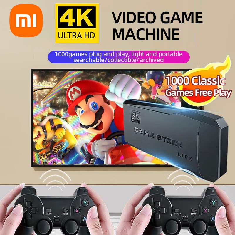 【1 year warranty+COD】2024 Xiaomi NEW HD game stick Video retro game console 2.4G dual wireless controller Game Stick 4K TV 64G classic high-definition game console with over 10000 games built-in HDMI TV output supporting 10 languages and 9 emulators COD ราคา 839 บาท*ส่งฟรี