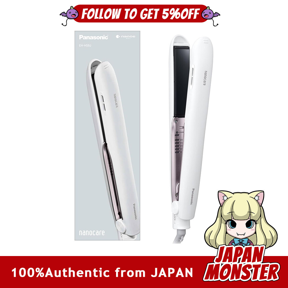 Panasonic EH HS9J W Hair Iron for Straightening Nanocare Overseas Compatible White Heater Time saving Sustainability up Grip Straight