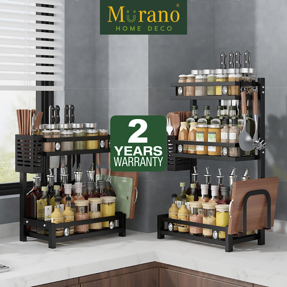 Gambar Murano 3 Layer Spice Rack Rak Rempah Seasoning Condiment Stainless Steel Rak Dapur Kitchen Organizer Shelf