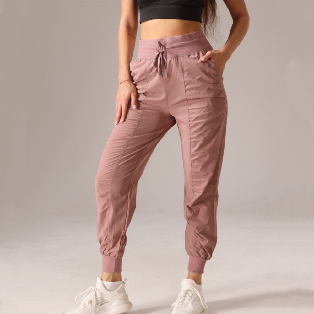 Fabric Drawstring Running Sport Joggers Women Quick Dry Athletic Gym Fitness Sweatpants with Two Side Pockets - 2