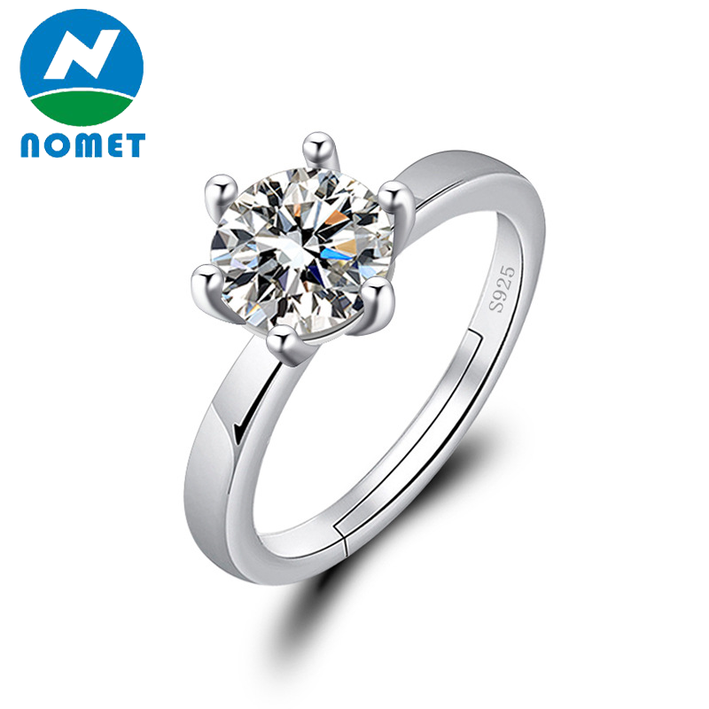 Nhẫn moissanite nữ bạc 925 có thể điều chỉnh độ mở