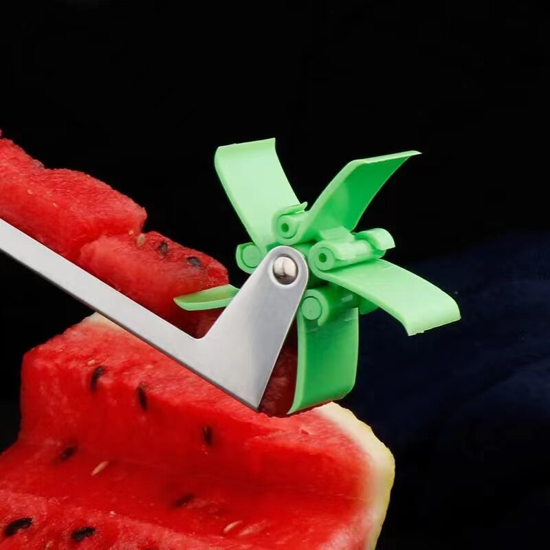 Gambar Fruit Watermelon Melon Refreshing Juice Cubes Stainless Steel Plastic Vane Slicer Chopper Tools Windmill Watermelon Cutter TikTok Hot Style