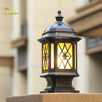 Outdoor Column Lights Square Outdoor Post Lights IP54 Waterproof Pillar Lights Rainproof Aluminum Glass Post Light Fixtures Modern Exterior Pillar Lights Villa Garden Park Lighting