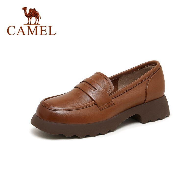 Cameljeans Giày nữ cổ điển da phong cách Anh Quốc giản dị đế dày giày lười