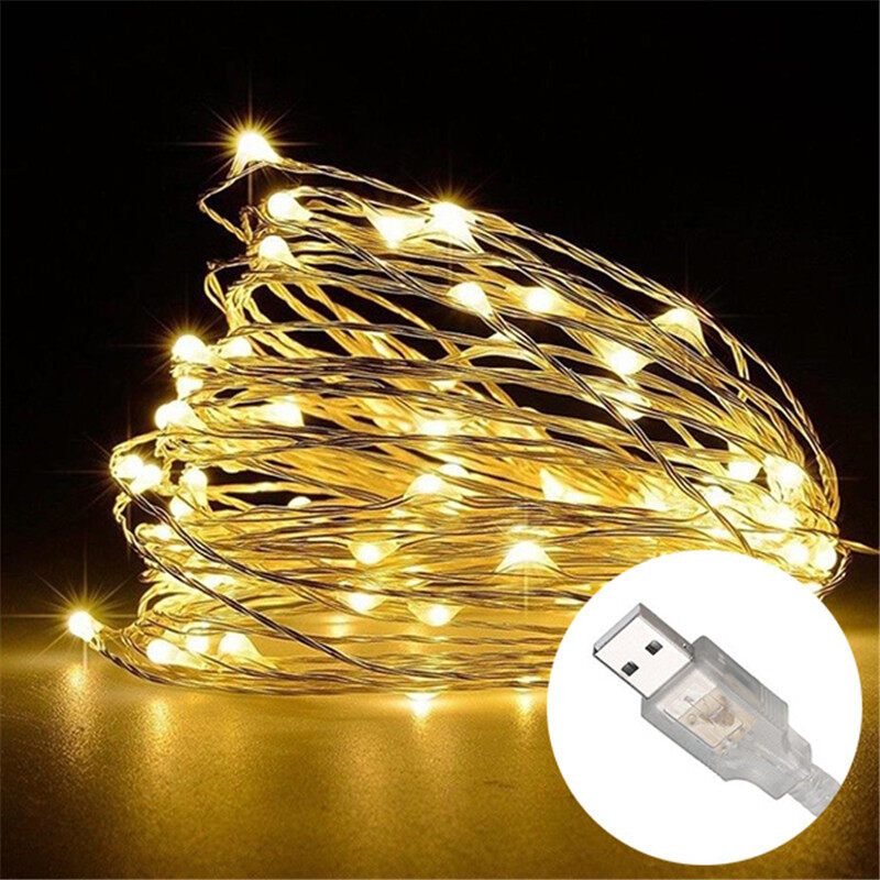 Dây bạc Đèn Led Dây đèn Cổ Tích Vòng Hoa 1m 2M 3M 5m chiếu sáng ngoài trời giáng sinh Cây giáng sinh tiệc cưới trang trí nhà