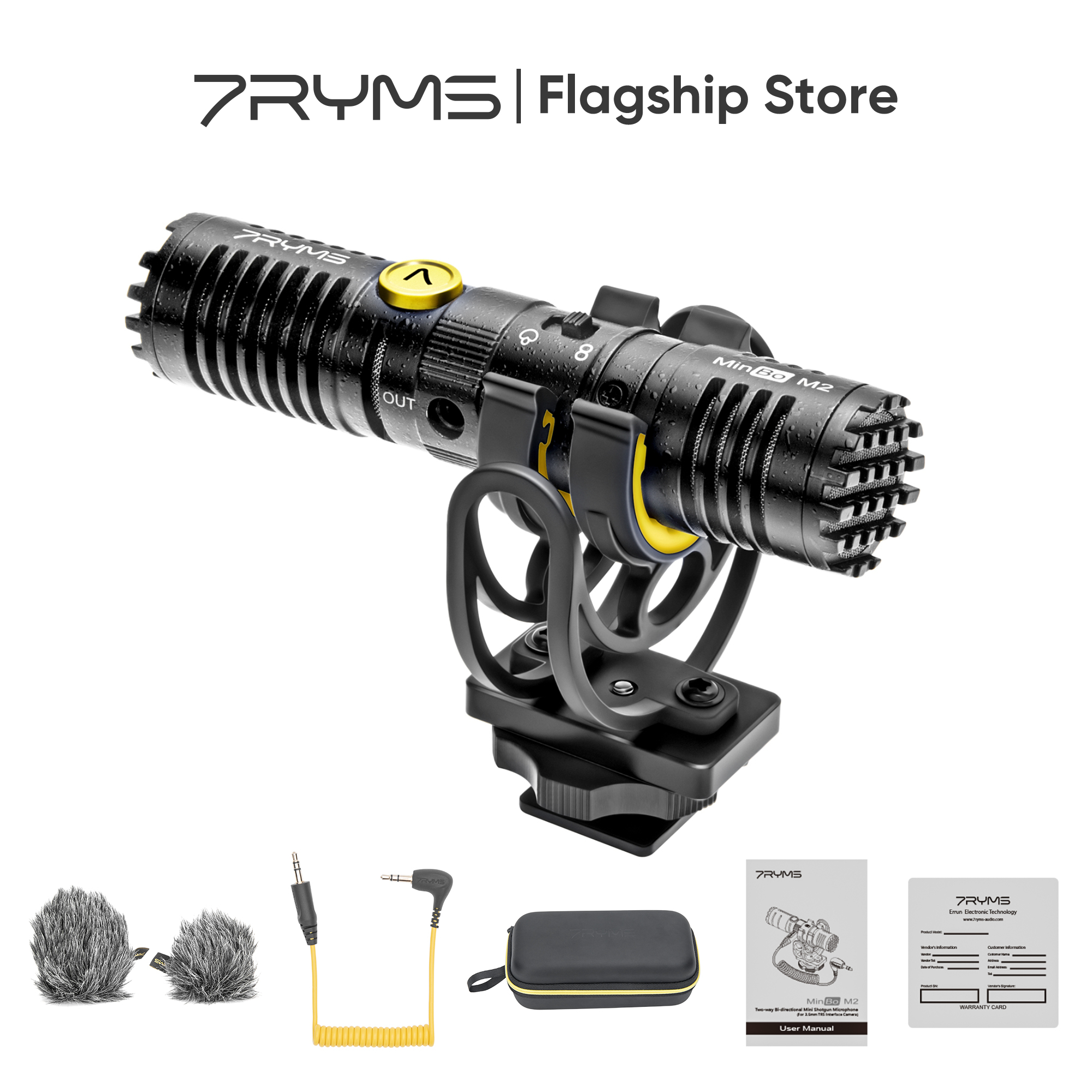 7ryms minbo M2 micrô máy ảnh với Bi-directional Mini On-Camera Video microphone cho DSLR máy ảnh điện thoại thông minh laptop máy tính cho vlogging người sáng tạo và sống