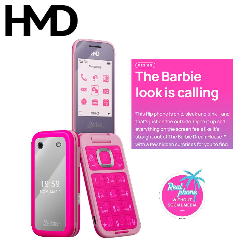HMD Barbie phone 4G Feature Phone Bluetooth 5.0 FM Radio Dual SIM Camera 1450mAh Bettery Type-C Port Mobile Phone ราคา 4,990 บาท*ส่งฟรี