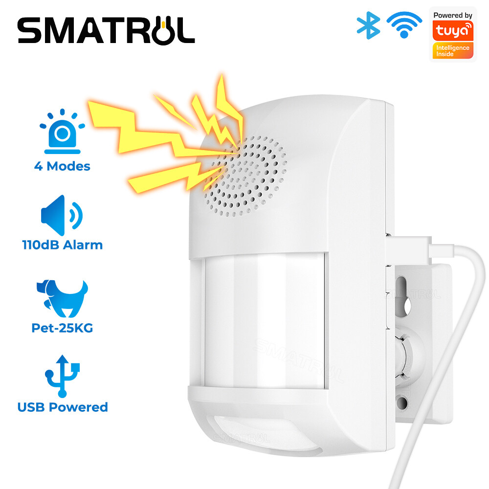 SMATRUL Tuya Cảm Biến Chuyển Động Thông Minh WiFi PIR Thiết Bị Phát Hiện Hệ Thống Chống Trộm Tại Nhà Usb Báo Động Ứng Dụng Miễn Dịch Thú Cưng Hẹn Giờ Điều Khiển Từ Xa Cho Google Home Alexa