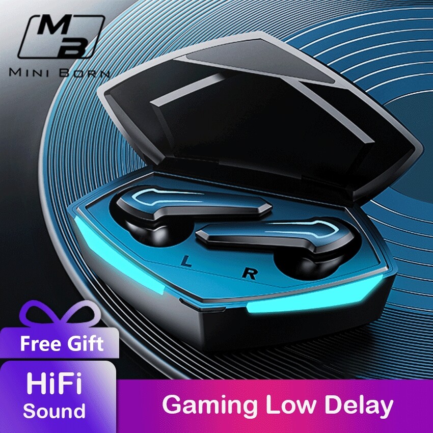 Mini Born Tai Nghe Chơi Game TWS, Tai Nghe Chơi Gaming PUBG MLBB Không Dây Bluetooth PixArt Đèn Thở Lấp Lánh Chế Độ Âm Nhạc/Trò Chơi Âm Trầm Sâu Tuyệt Vời Bluetooth 5.1 Chipset Độ Trễ Thấp Tai Nghe Bluetooth