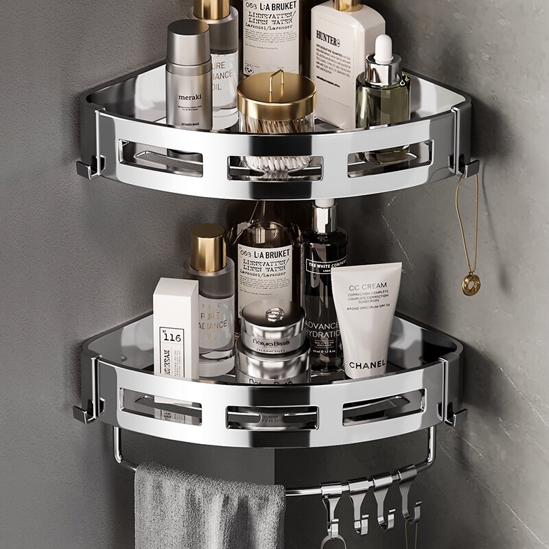 Gambar Free of perforated toilet bathroom shelf 304 stainless steel bathroom toilet receive triangle hanging shower room