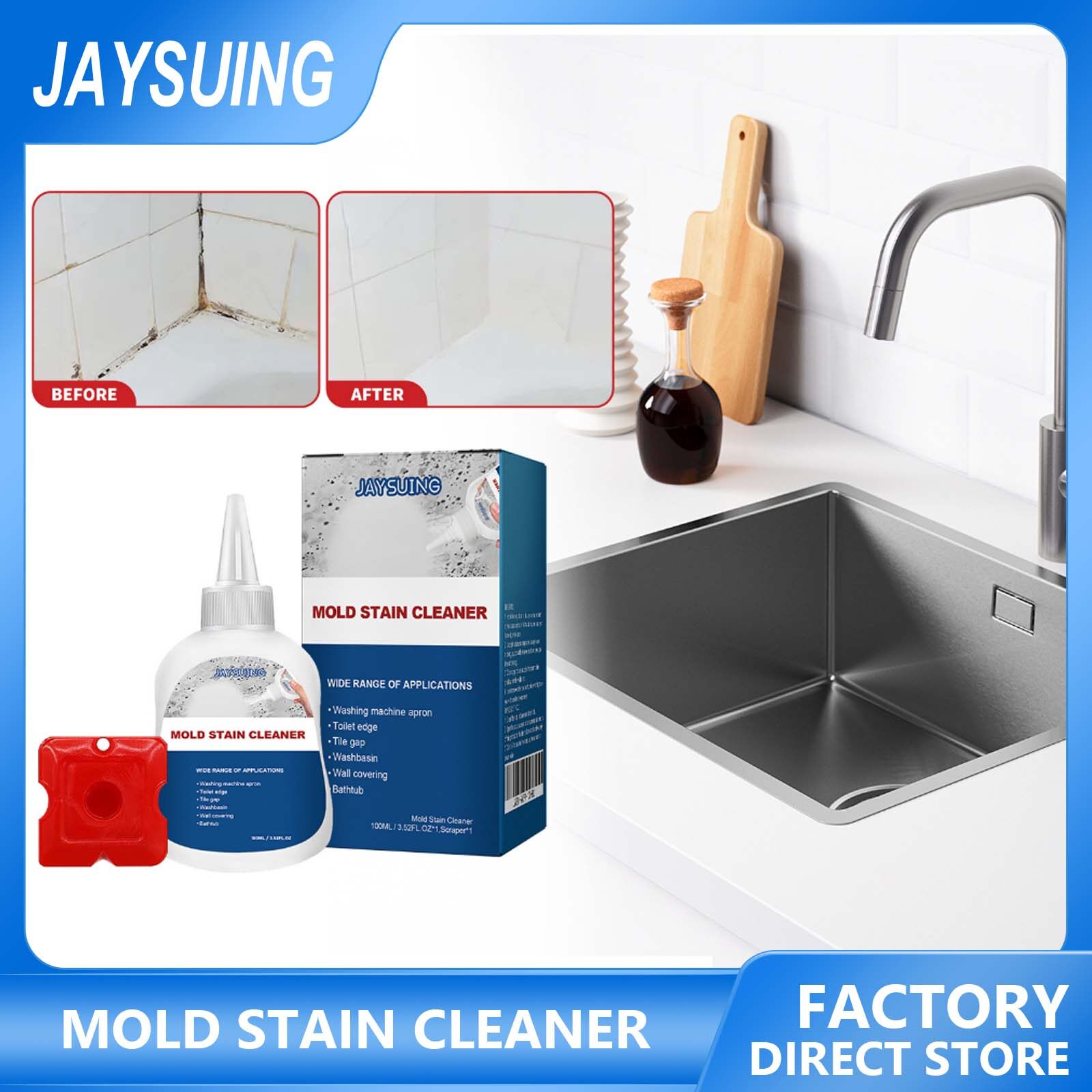 Jaysuing Mold Stain Remover Spray Cleaning Spray Tile Dirt Wash Spot Remover Shower Door Cleanser Kitchen Bathroom Cleaner Mold Remover Mold Cleaning Gel For Household Mold Removal Mild Safe And Effective Mold Stain Cleaner For Kitchen Toilet ราคา 160 บาท*ส่งฟรี