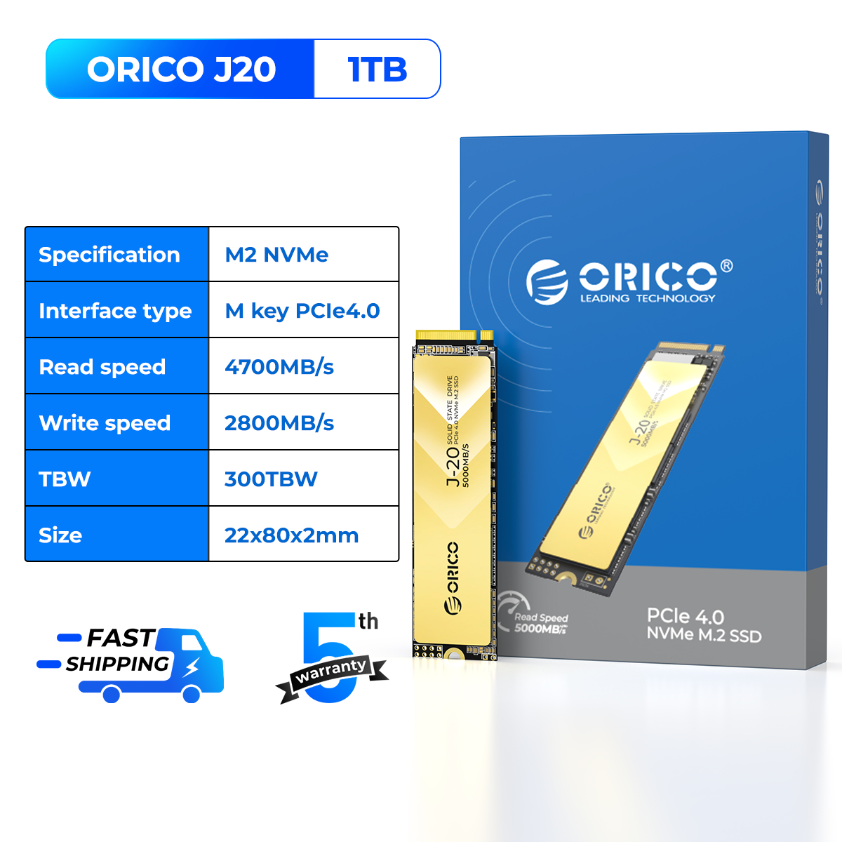 ORICO 5000 MB/giây PCIe 4.0 m. 2 NVMe SSD gen4 X4 1TB/2TB Nội Bộ ổ cứng lưu trữ thể rắn M.2 M Key 22