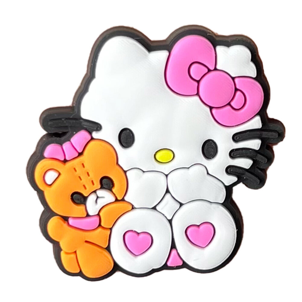 New 1PCS Cute Pink Cat DIY Hellokitty Shoe Charms PVC Decorate Sandals Buckle Accessories Pins For Girls Women Kids Birthday Lovely Gifts - 2