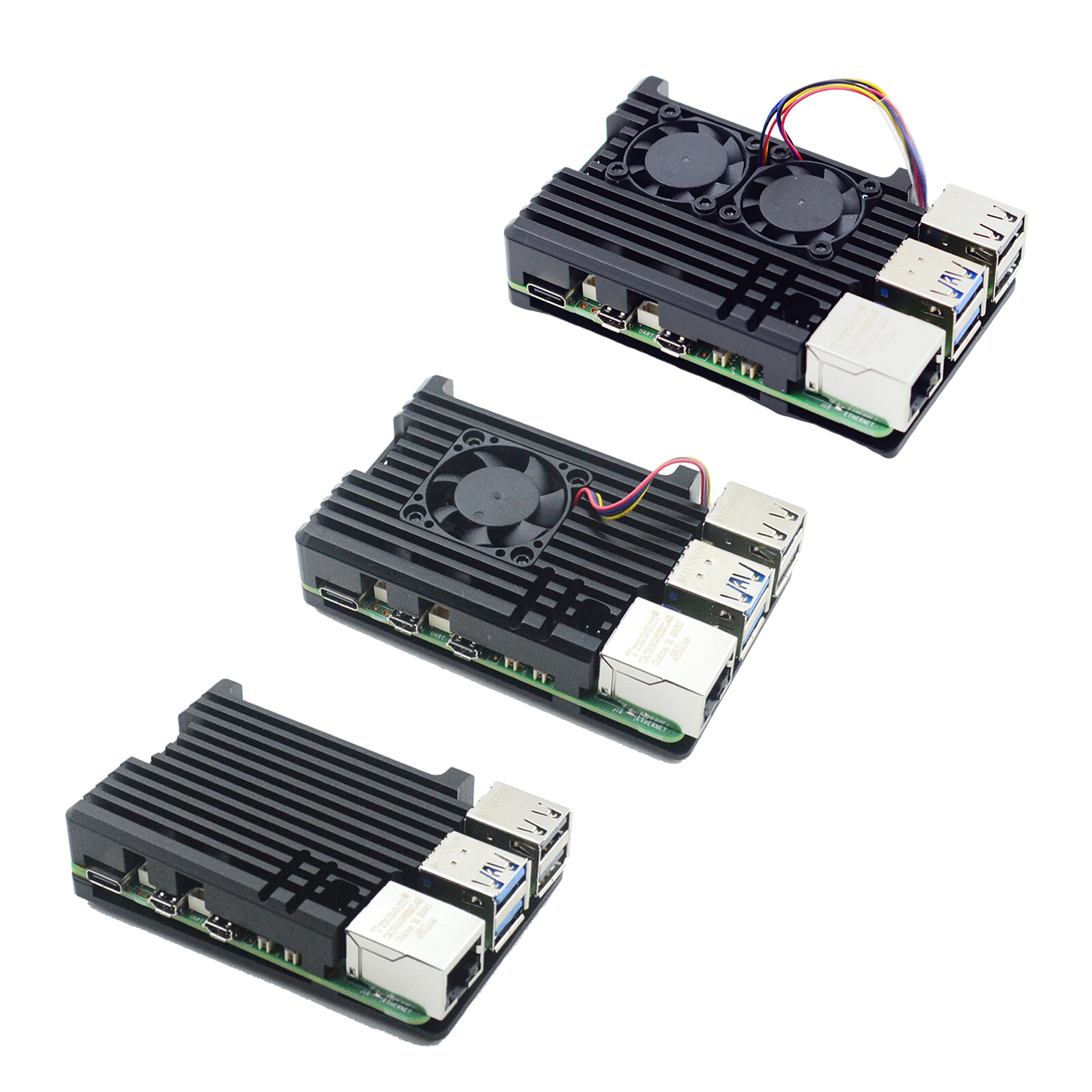 Vỏ máy tính Raspberry Pi nhôm vỏ hợp kim Bìa hộp bảo vệ làm mát với quạt PWM cho Raspberry Pi 5