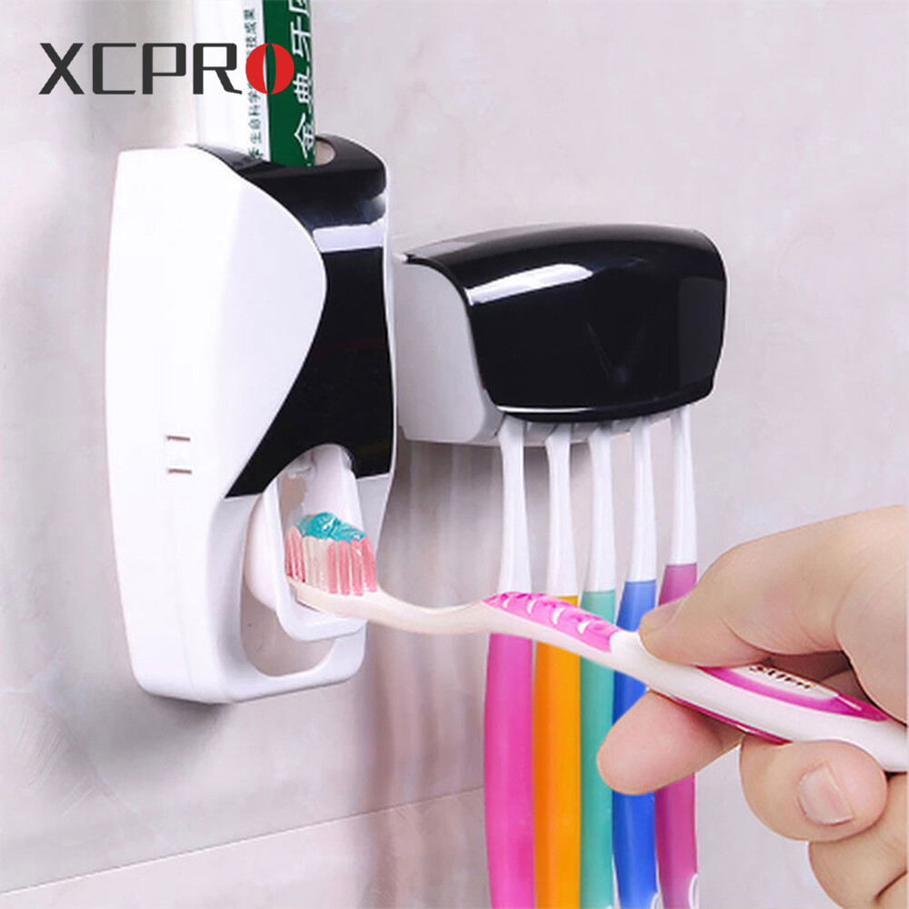Giá đỡ phụ kiện bàn chải đánh răng kem đánh răng tự động gắn tường dụng cụ phòng tắm phòng tắm giá đỡ bộ dụng cụ nhả bàn chải đánh răng