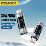 Essager 3a màn hình hiển thị kỹ thuật số bộ chuyển đổi otg Sét Để Loại C 60W Loại C Để Sét USB 2.0 480Mbps màn hình hiển thị kỹ thuật số bộ chuyển đổi màn hình Cho iPhone 15 14 13 Pro Max XS Cộng Với ipad macbook Loại C Để IOS Chuyển đổi