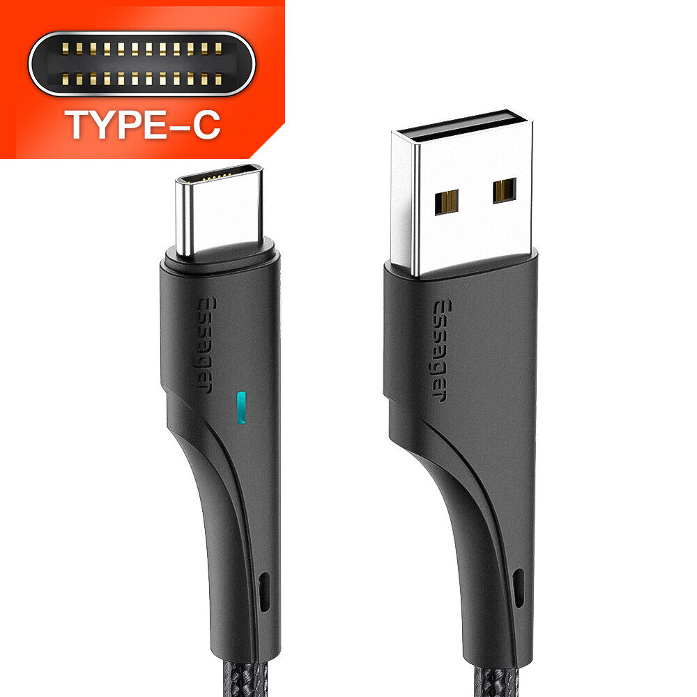 Essager Cáp LED 3A 0.5 C Loại USB M/1M/2M/Cáp Micro/Bộ Sạc Cáp Lightning Cho Samsung Huawei Xiaomi S