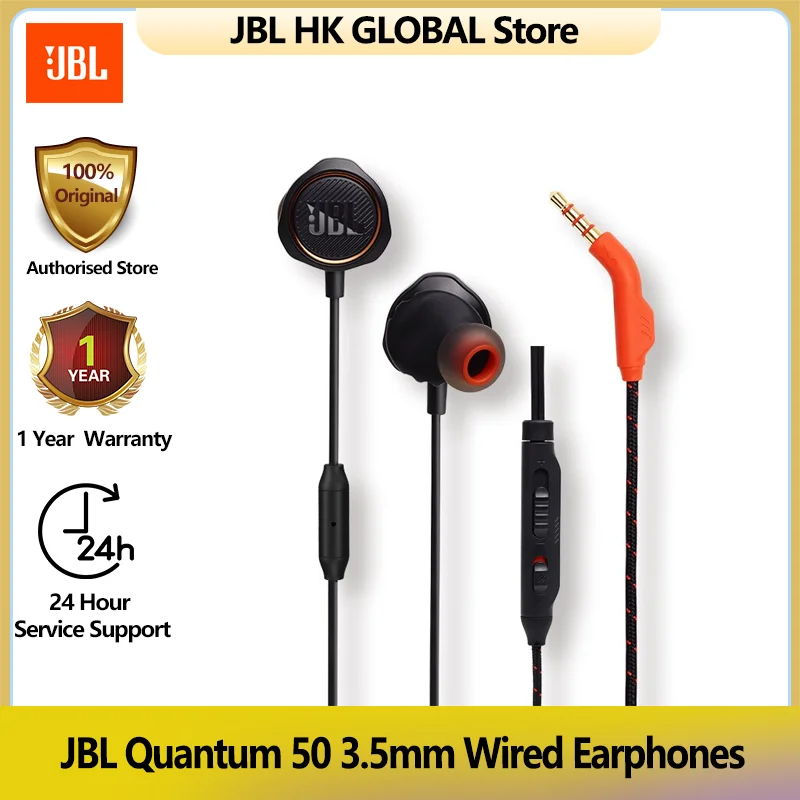 JBL lượng tử ban đầu 50 3.5mm tai nghe có dây với cáp trò chơi video, mũ bảo hiểm thể thao điện tử với tai nghe điện thoại di động