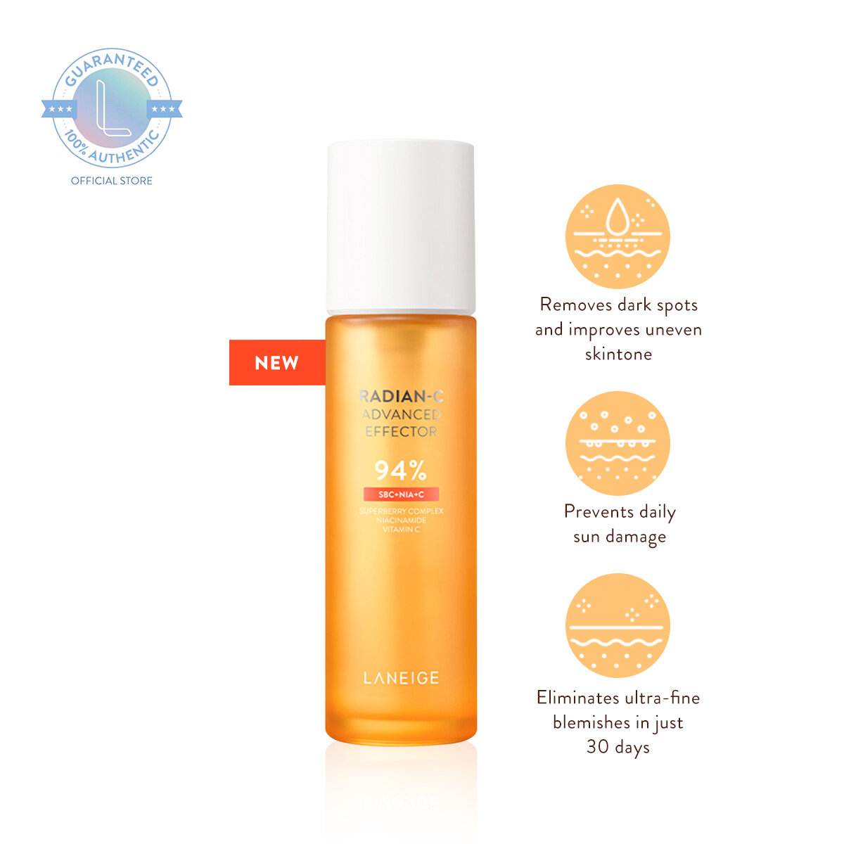 Gambar Laneige Radian C Advanced Effector 150ml    Brightening Boosting Essence   Pore Tightening Toner, Refreshing Water Formula, Suitable for all skin types