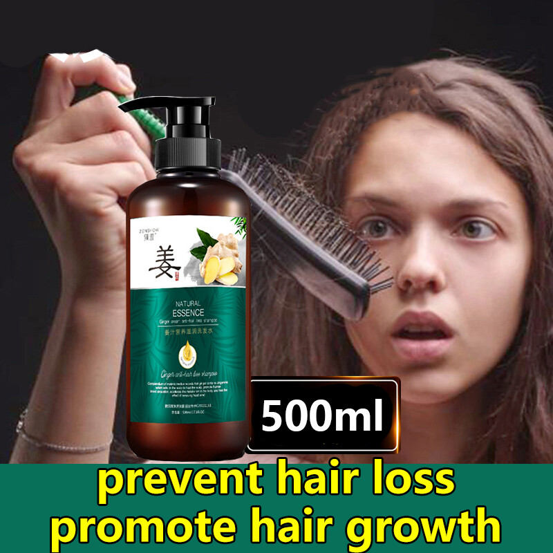 Gambar (Malaysia Stock) 500ml Ginger Juice Hair Growth Shampoo Anti Hair Loss Shampoo Promotes Hair Growth Thicker Reduce Hair Dandruff Relieve itchy scalp Man   Woman Bald Regrowth Hair Dense Hair Growth Shampoo Care Liquid Denser Hair Shampoo