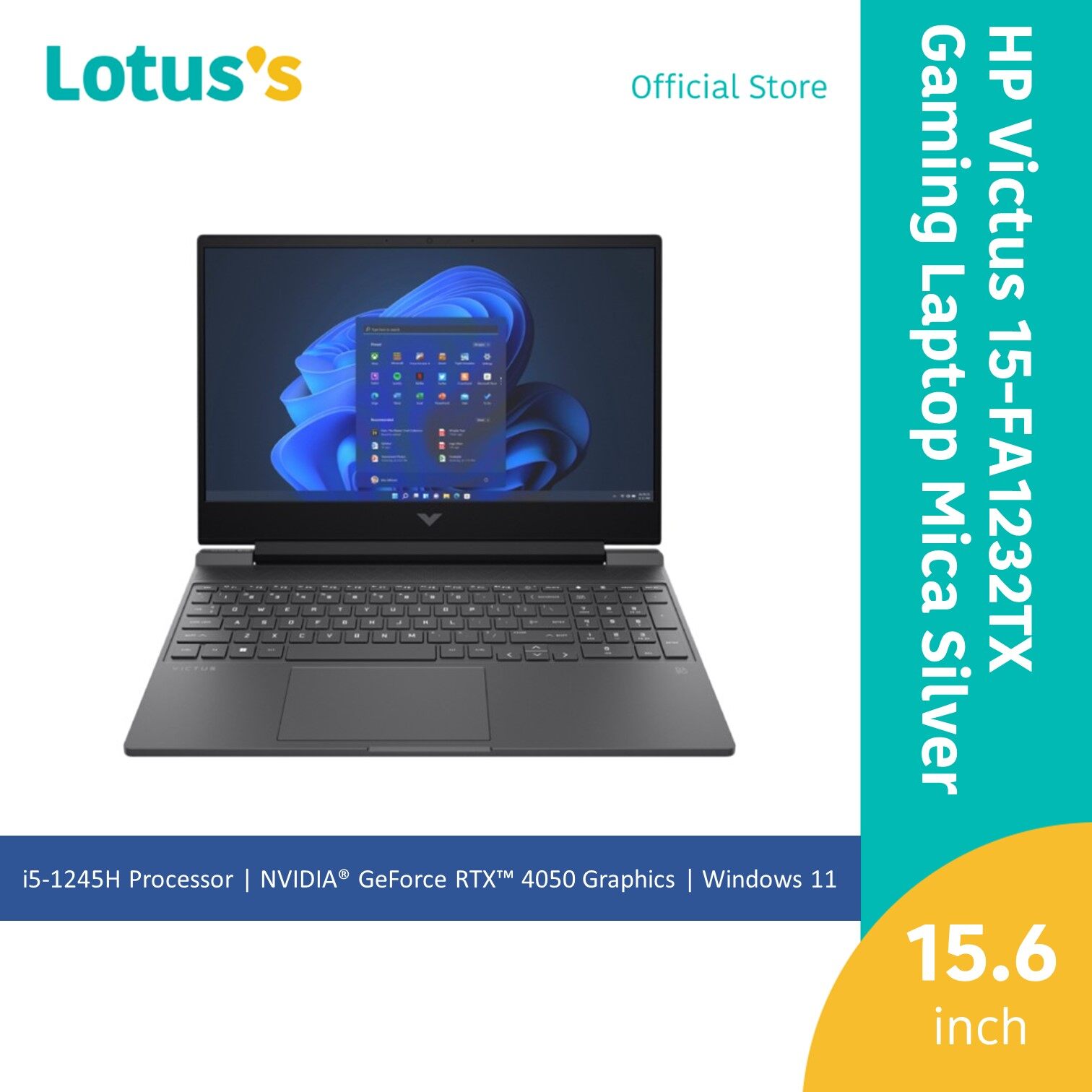 Hp Victus 15-Fa1232Tx 15.6" Fhd 144Hz Gaming Laptop Mica Silver (I5-12450H,8Gb,512Gb, Nv 6Gb,15.6", W11, Sil)