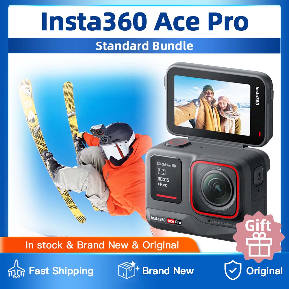 กล้องแอคชั่นแคม กล้องบันทึกกิจกรรมกลางแจ้ง Insta360 Ace Pro Action กล้องเลนส์ Leica 8K 24P 48MP 151 มุมกว้างภาพแสงน้อย 2.4 ''พลิกหน้าจอสัมผัสกันน้ำ 33ft (10M) ต้นฉบับ
