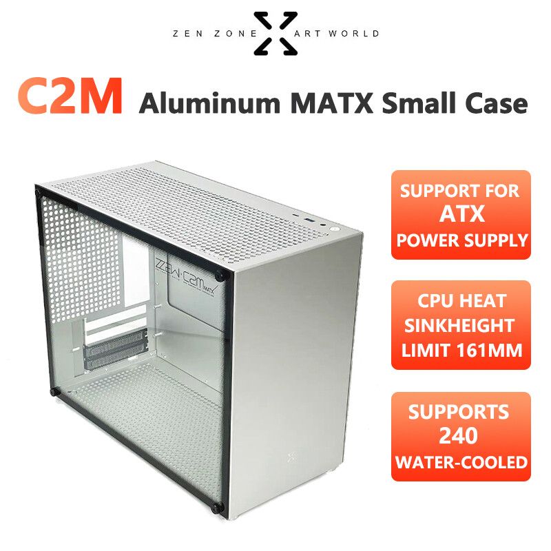 Zzaw c2m tất cả nhôm mATX trường hợp Bộ Nguồn máy tính ATX 240 làm mát bằng nước Type-C giao diện Trò chơi lắp ráp máy chủ máy tính Máy tính để bàn khung gầm