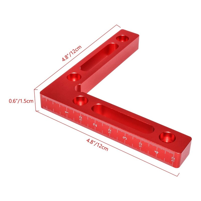 Red,2Pack Right Angle Clamps Woodworking Carpenter Tool Corner Clamping Square for Picture Frame Box Cabinets Drawers Aluminum Alloy 90 Degree Positioning Squares 4.7 Inch x 4.7 Inch 12x12cm 