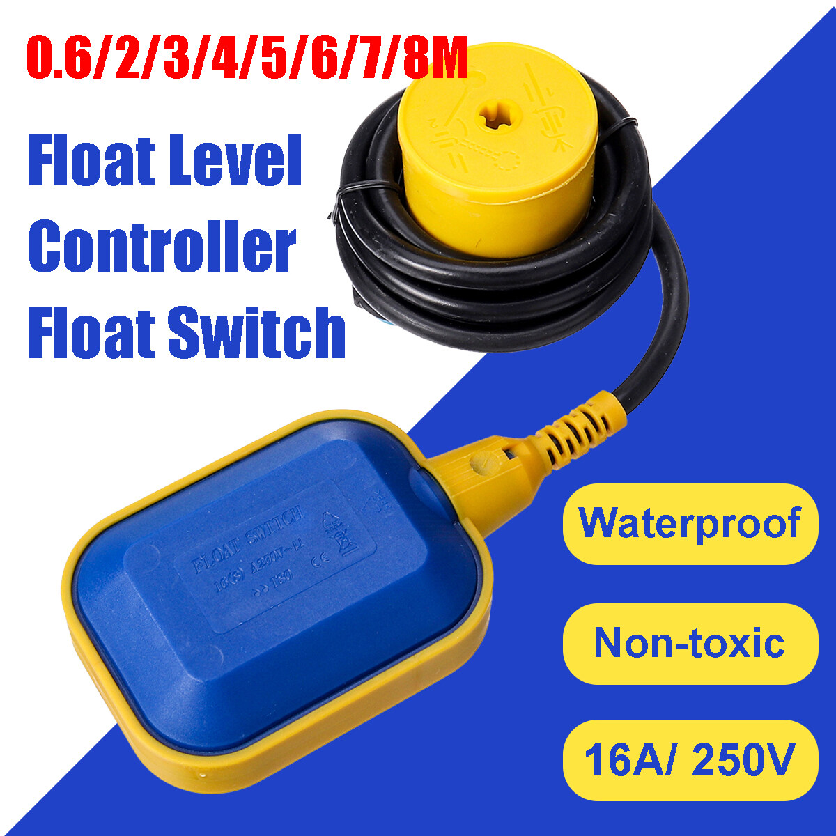 0.6/2/3/4m Float Switch Automatic Cable Water Level Control Pump Submersible ~ 