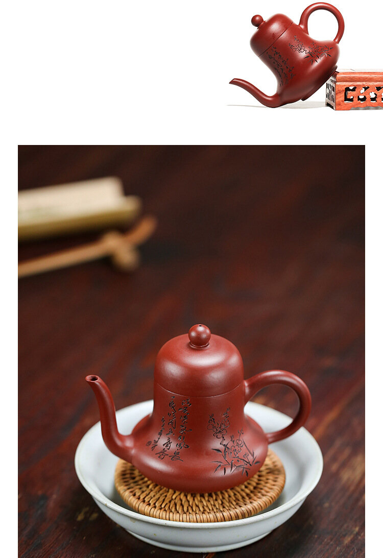 Ấm Trà Đất Sét Nghi Hưng 130Ml Ấm Trà Gốm Tráng Men Màu Đỏ Đậm Ấm Đất Sét Ấm Trà KungFu Trung Quốc Dụng Cụ Pha Trà Bộ Ấm FCH152