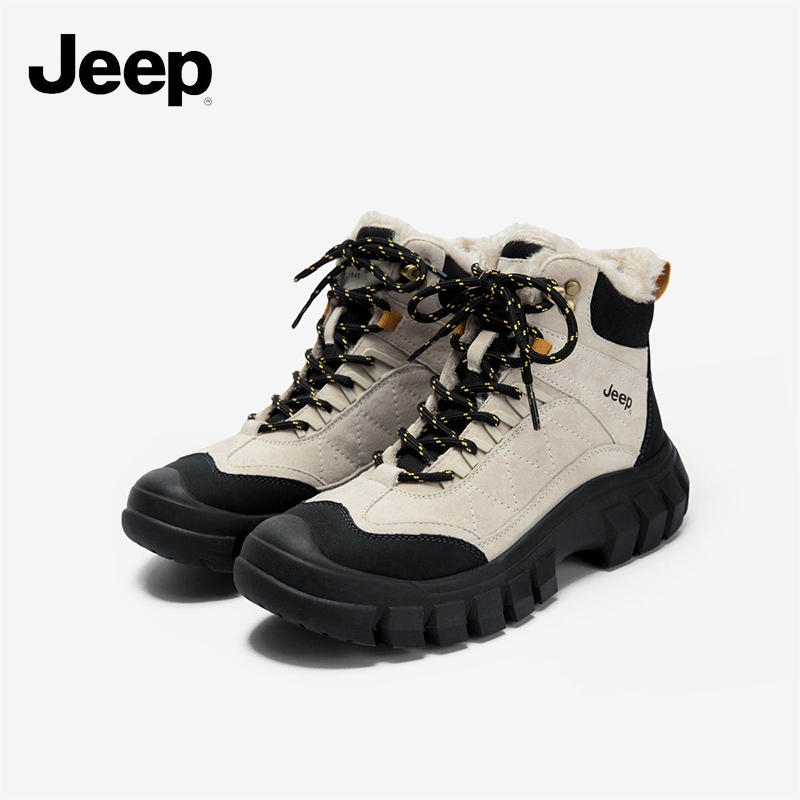 รองเท้าผู้หญิง รองเท้าแฟชั่นสุภาพสตรี JEEP SPIRIT 1941 ESTD JEEP SPIRIT ฤดูหนาวขนแกะเรียงรายรองเท้ากันความร้อนสำหรับผู้หญิง Anti-SLIP รองเท้าสั้นสไตล์อังกฤษส้นกลางแจ้ง Martens รองเท้าเดินป่าและปีนเขา