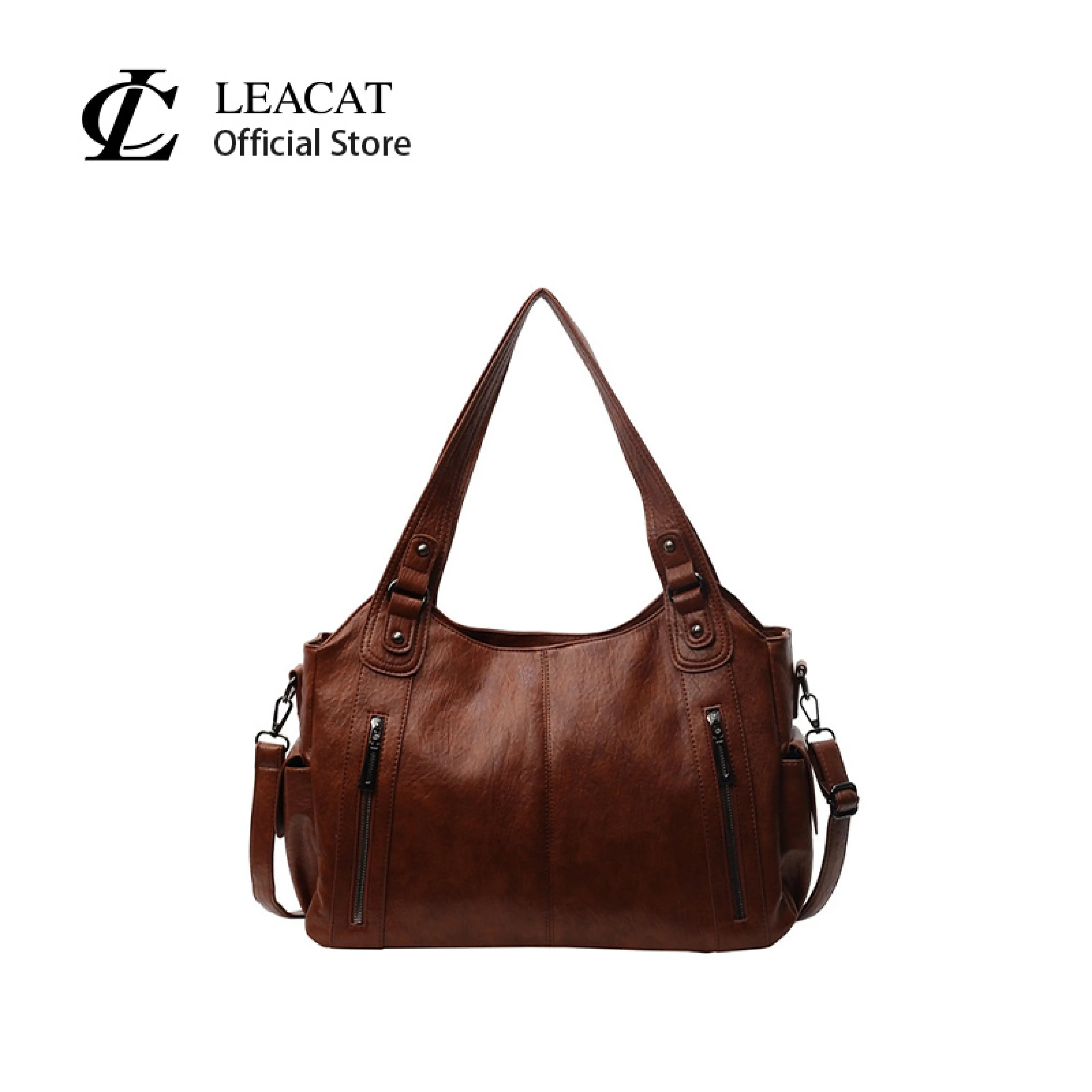 Leacat Women's Soft Leather Large Capacity Hobo Bag Multi-Pocket Crossbody Shoulder Bag for Commute
