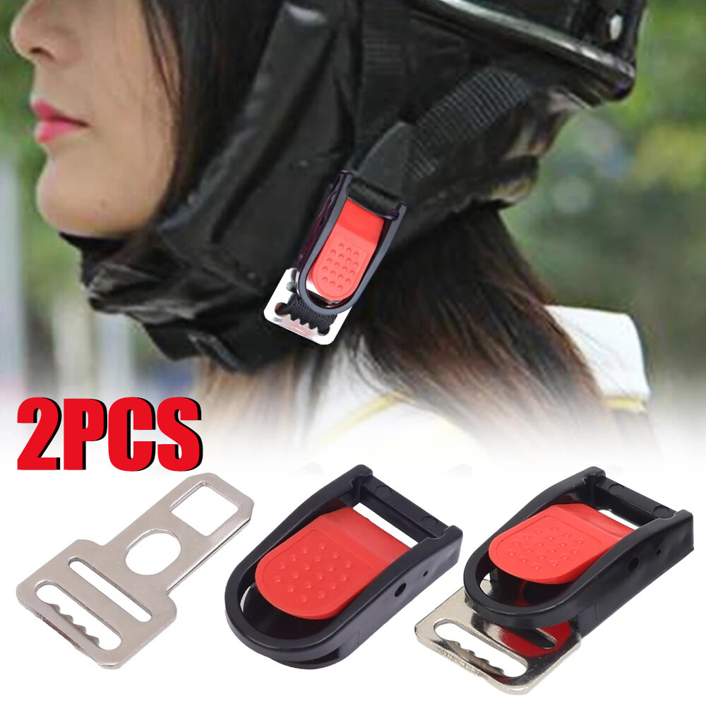 2PCS Motorcycle Helmet Lock Buckle Clip Chin Strap Safety Protect Bike