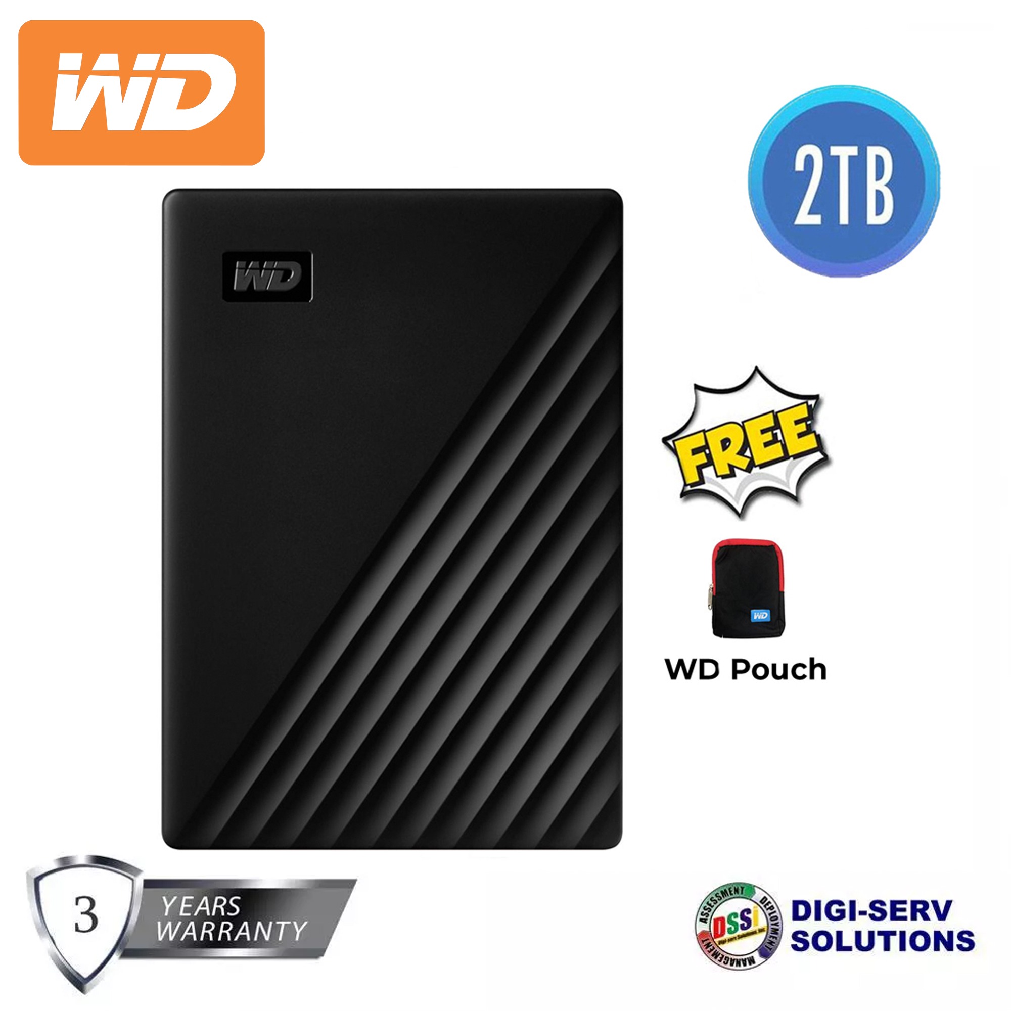 WD My Passport 2TB Portable Hard Drive (BLACK) with FREE WD Soft Pouch ราคา 1,357 บาท*ส่งฟรี