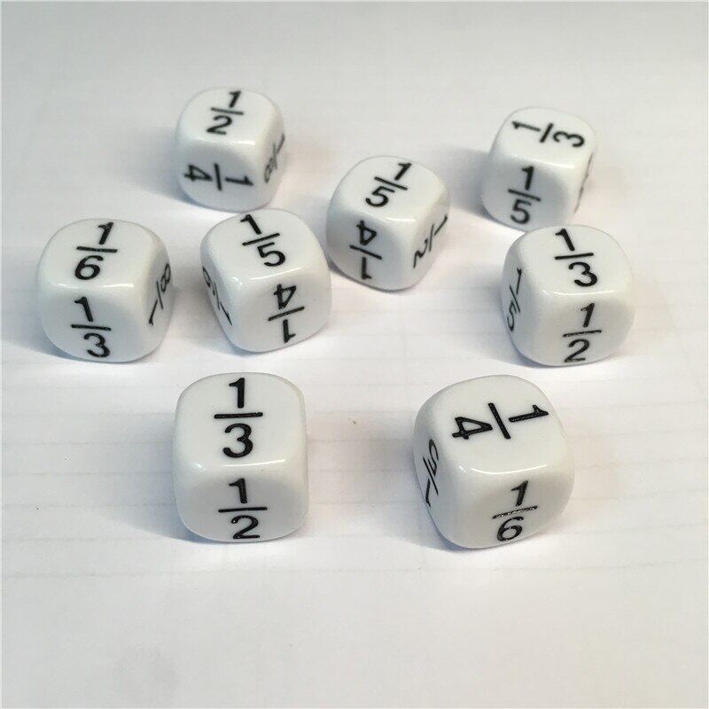 20Pcs/set New Product 16MM Rounded Fraction Dice 1/2 1/3 1/4 1/5 