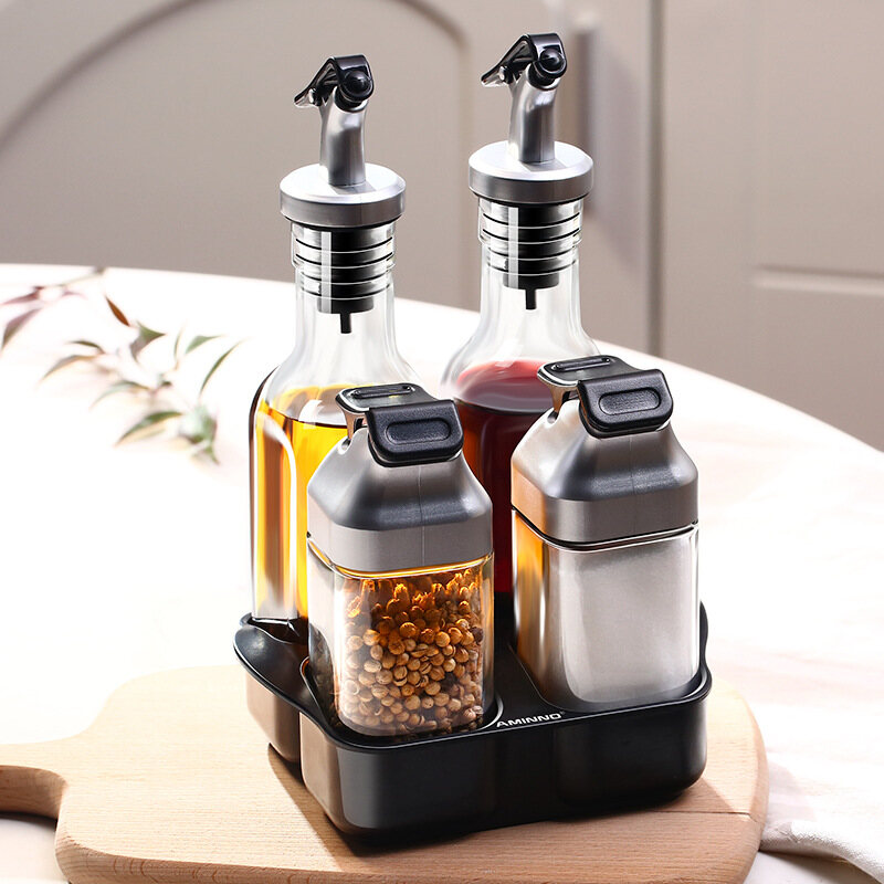 Gambar Kitchen Supplies Glass Creative Solid liquid Seasoning Box Seasoning Bottle Set Seasoning Bottle