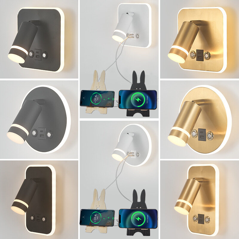 Reading Wall Lamp USB Charging Wall Light Bedside Ambient Lighting Indoor