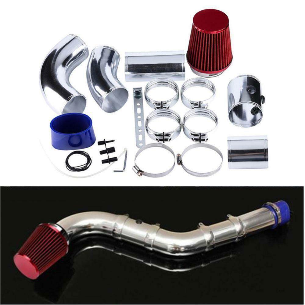 Aluminum Car Cold Air Intake Pipe 3" & Filter w/Clamp+Accessories Red Universal
