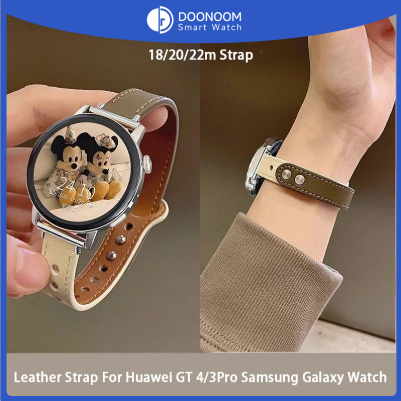 DOONOOM⭐Leather Strap For Huawei GT 4/3Pro Samsung Galaxy Watch 41/42/46mm Quick Release Watch Strap 18mm 20mm 22mm Harga  21 Ringgit*Penghantaran Percuma