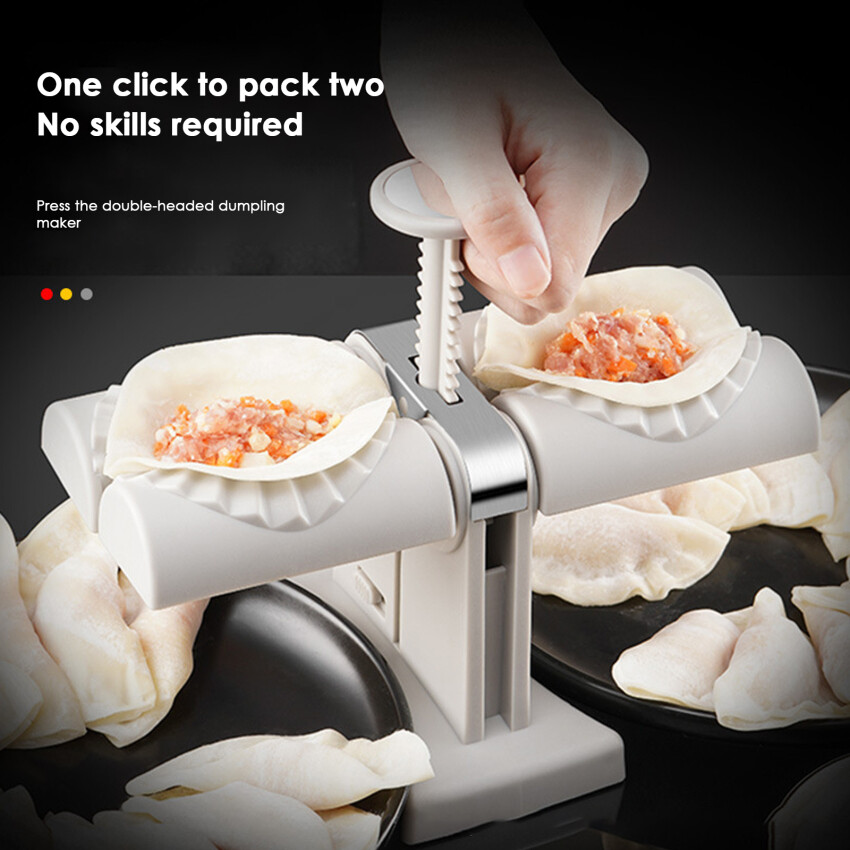 Gambar Dumpling Maker Machine Kitchen Gadget Accessories Double Head Press Dumplings Mold DIY Empanadas Ravioli Mould Baking Tools