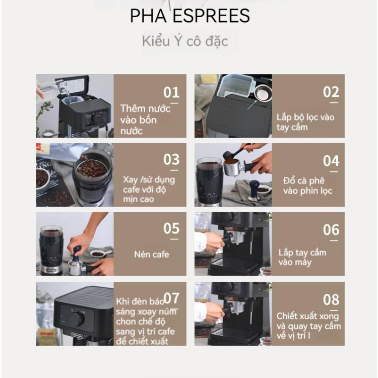 Máy pha cà phê Delonghi Espresso tự động EC235.BK 1100W pha cappucino latte 12bar dùng cho gia đình và văn phòng,Bảo hành 18T,Máy pha cà phê De’Longhi máy pha cafe kèm máy tạo bọt công suất lớn, máy pha cafe kiểu dáng sang trọng dễ dùng