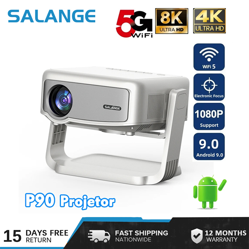 Salange P90 Projector Android9 Wifi 9000 Lumens Smart Home Cinema Electronic Focus BT4.2 Support 1080P 4K Video Outdoor TV Movie ราคา 2,495 บาท*ส่งฟรี