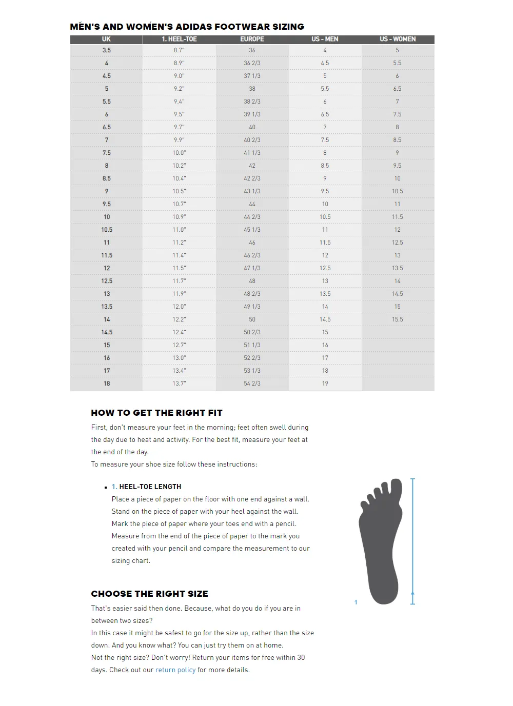 stan smith size guide