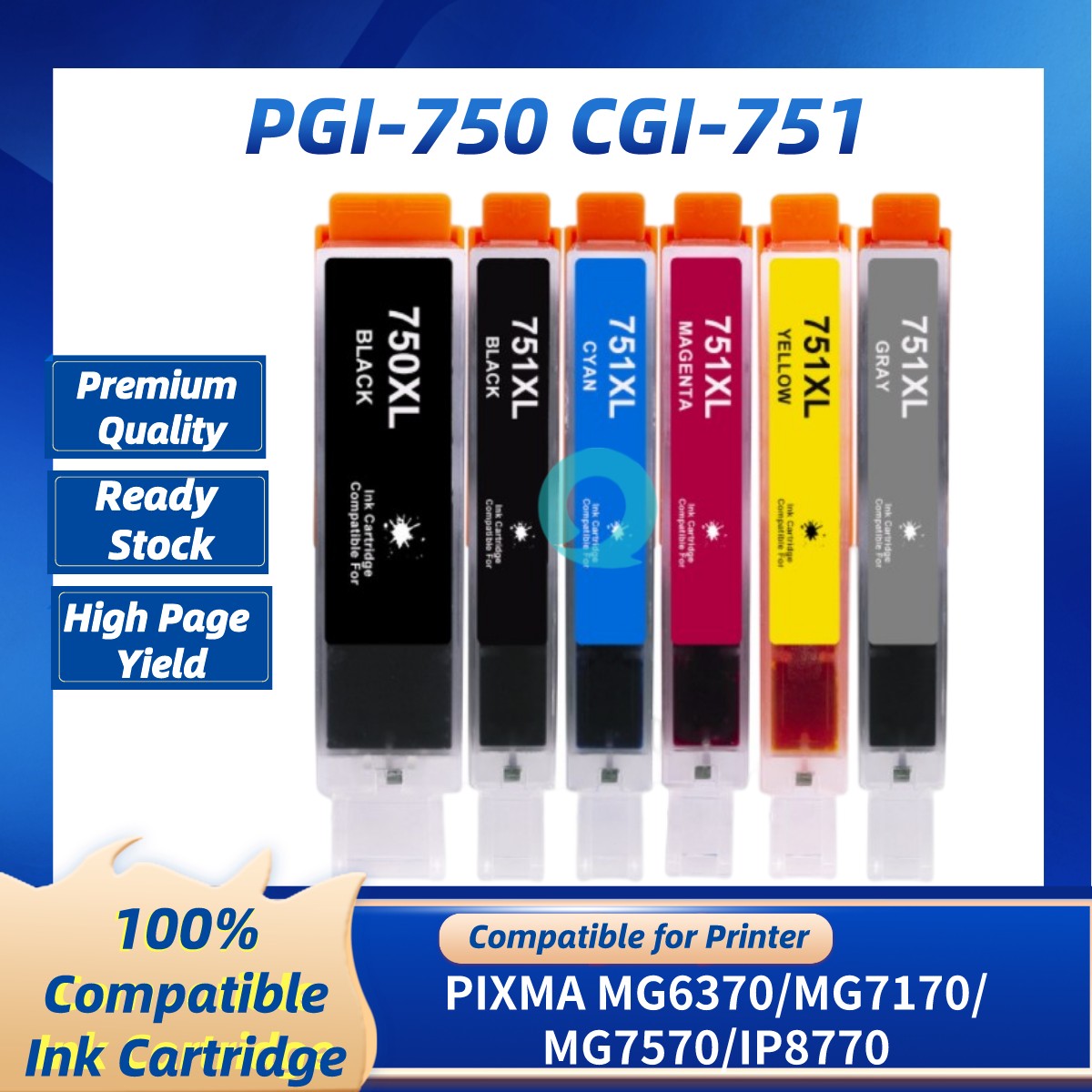 5 Pack Pgi-750Xl Cli-751Xl For Full Set Print Ink Cartridge 750 Xl 750Xl Pgi-750 Pgi750 751 751Xl Cli-751 Cli751 For Pixma Ip7270 Ip8770 Ix6770 Ix6870 Mg5470 Mg5570 MG5670 MG6370 MG6470 MG6670 MG7170 MG7570 MX727 MX927 Harga  28 Ringgit*Penghantaran Percuma
