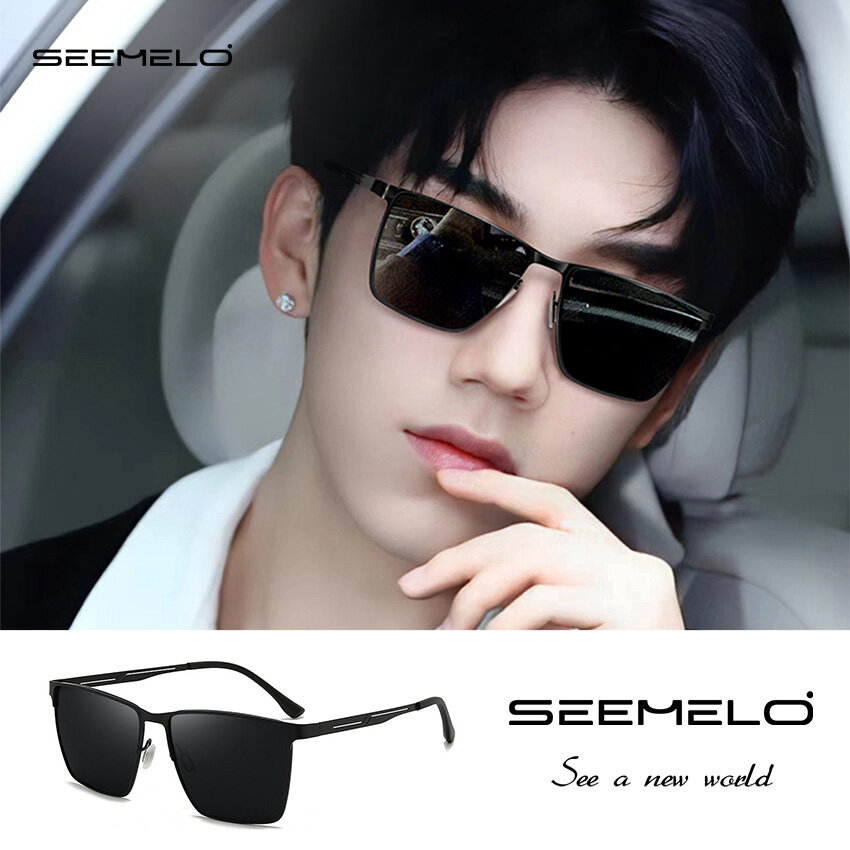 SEEMELO Men’s Polarized Sunglasses Retro Driving Sunglasses Photochromic Sunglasses Square Sunglasses UV400 Clear Vision Sunglasses Cycling Riding Running Glasses for Men ราคา 178 บาท*ส่งฟรี
