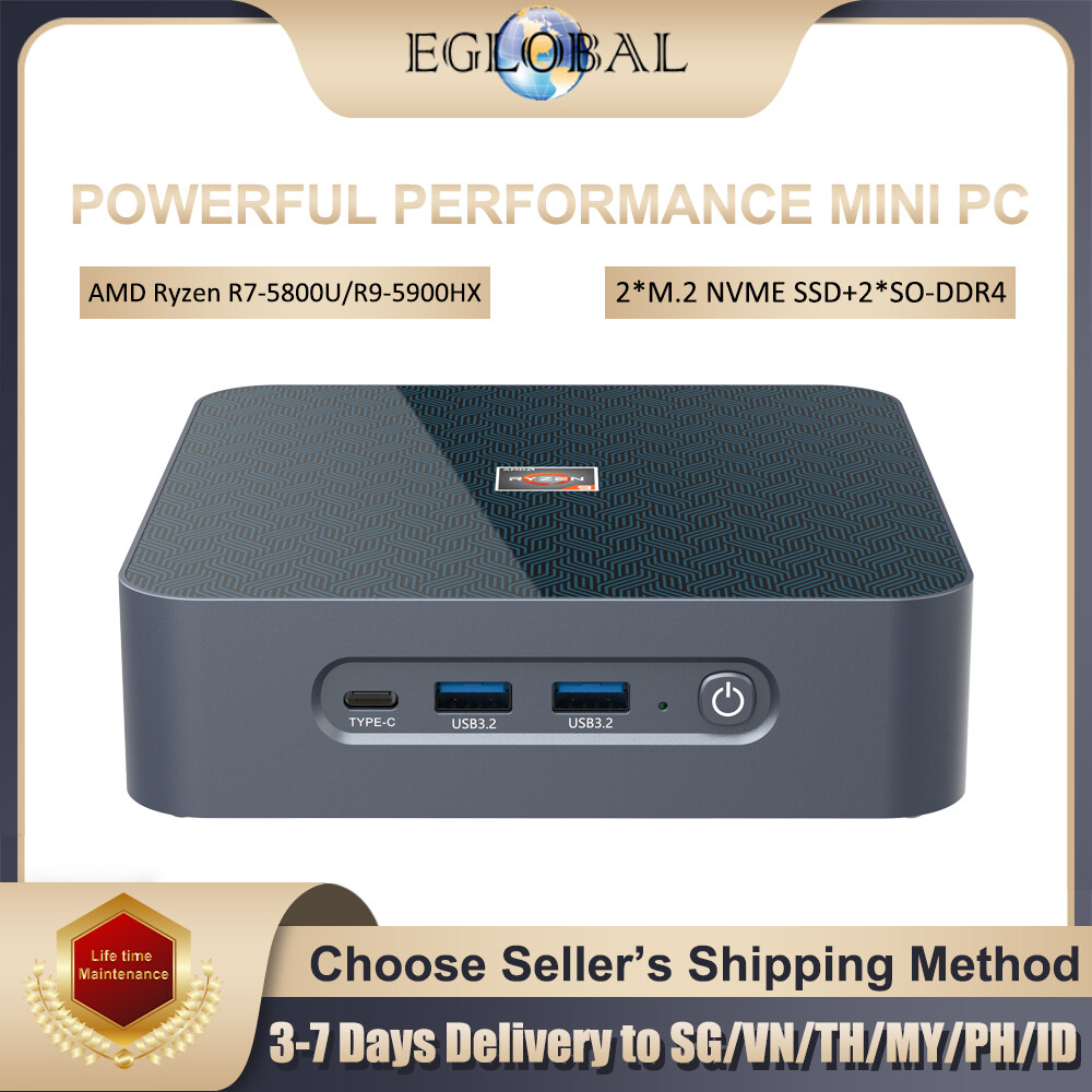 Eglobal Super Packet Mini PC AMD Ryzen 9 5900HX Ryzen 7 5800U Max 64G DDR4 1TB NVME SSD PCIE 4.0GHz Windows11 Desktop Gaming Computer Laptop ราคา 23,301 บาท*ส่งฟรี