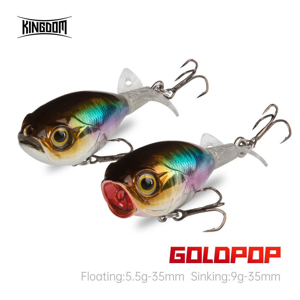 Vương Quốc Anh Mồi Câu Cá GOLDPOP Mồi Câu Cá, Popper Nổi & Bút Chì Chìm 35Mm Cứng Bait, Đuôi Xoay Mềm Trên Mặt Nước Plopper Wobblers